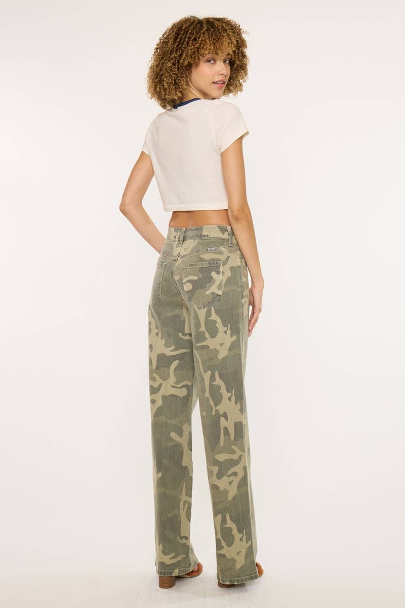 Camo Print Wide Leg Jeans