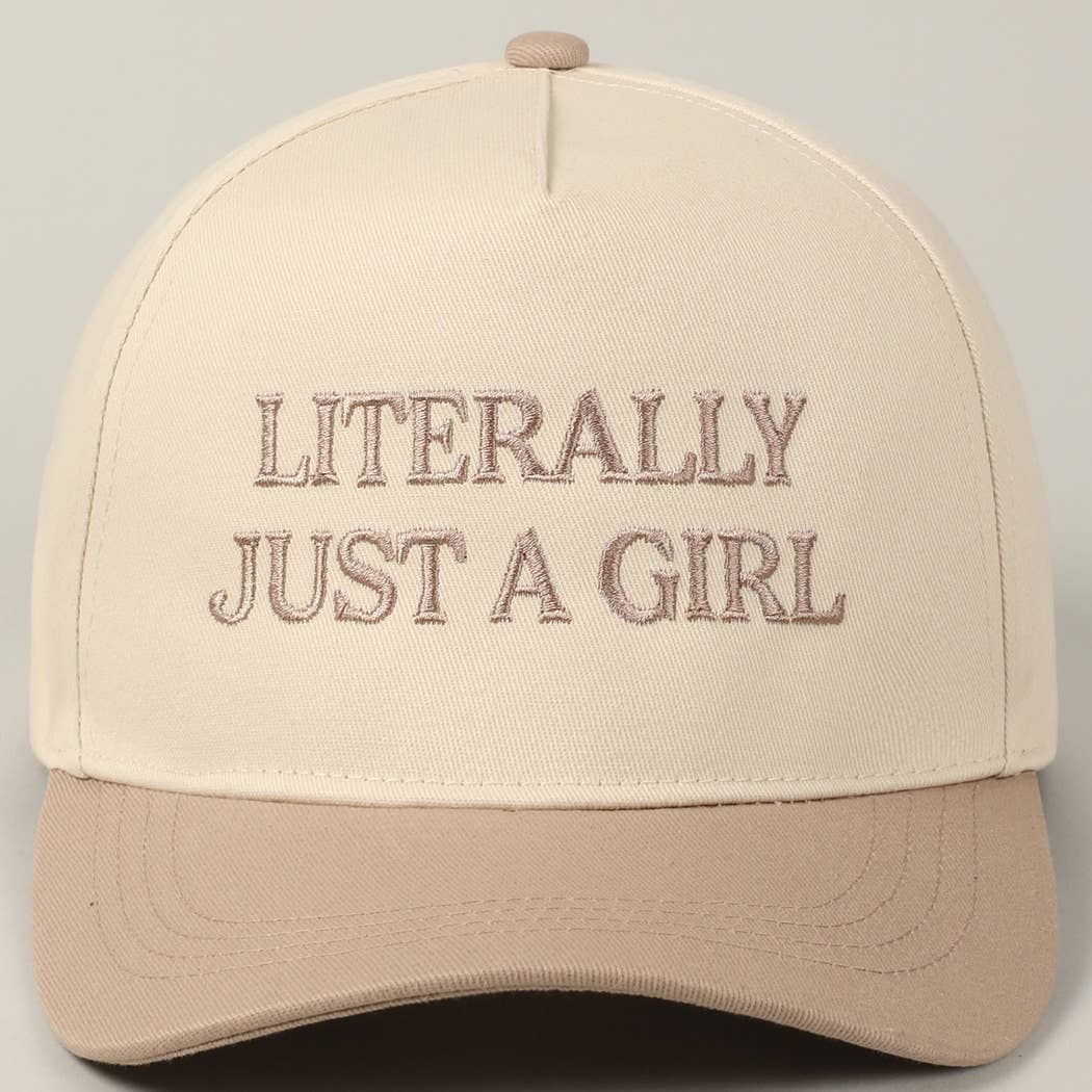 Literally Just A Girl Trucker Hat - Beige