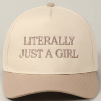 Literally Just A Girl Trucker Hat - Beige