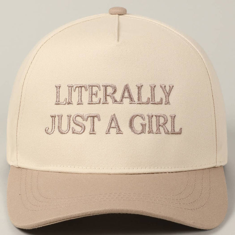 Literally Just A Girl Trucker Hat - Beige