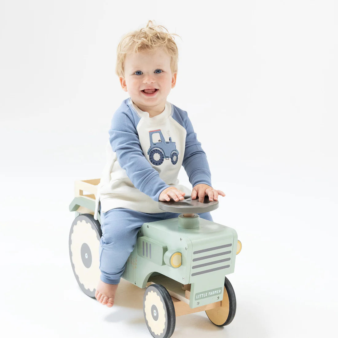 Raglan Sweatshirt With French Terry Applique And Jogger MINI TRACTORS