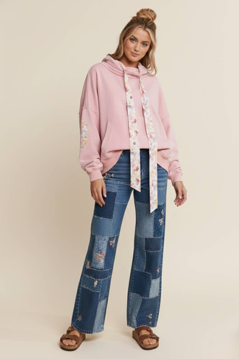 Funnel Neck Floral Pull-Over