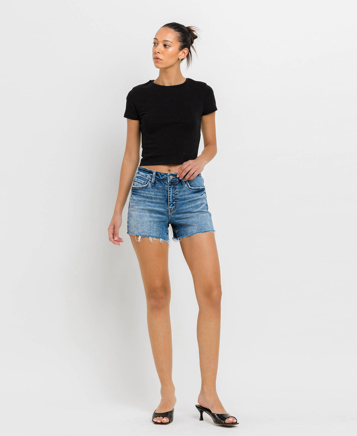 The Ally Raw Hem Denim Shorts
