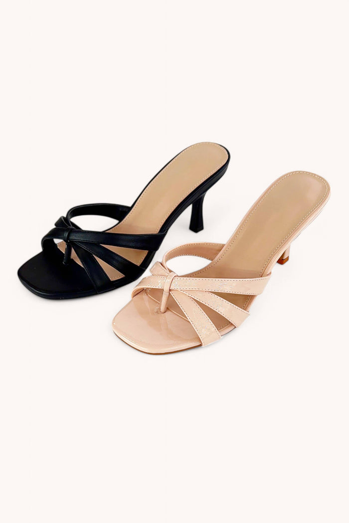 Idea Triple Strap Kitten Heels - Nude