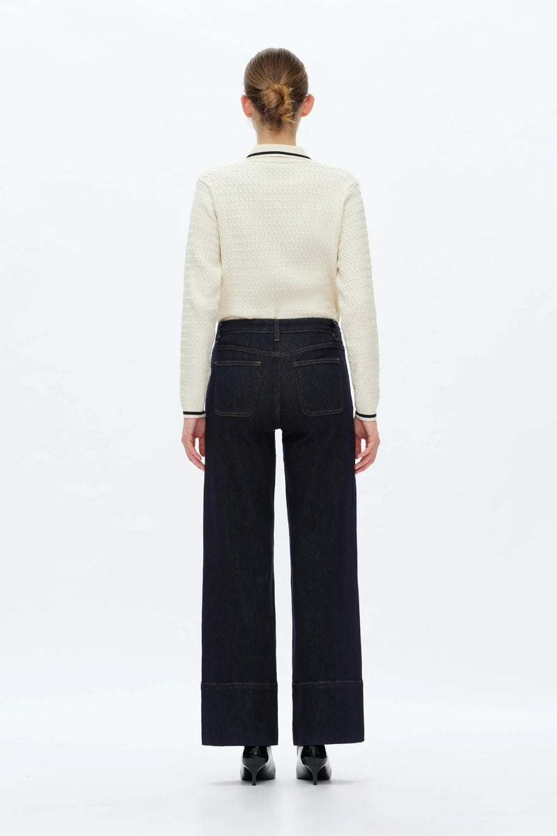 Katia Mid Rise Wide Leg Pants - Rinse Wash