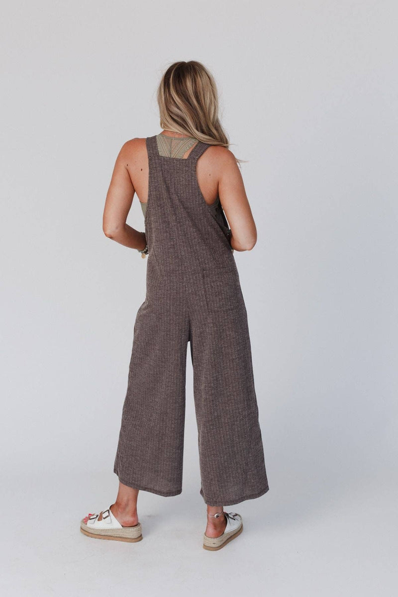 High Hopes Button Up Overalls - Brown