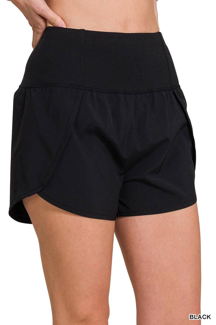 Zip Back Relaxed Short - Blk