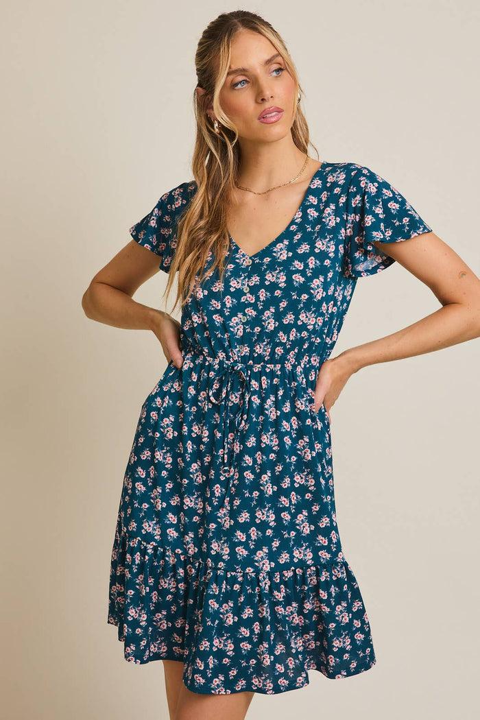Ditzy Button Down Dress - Plus Size