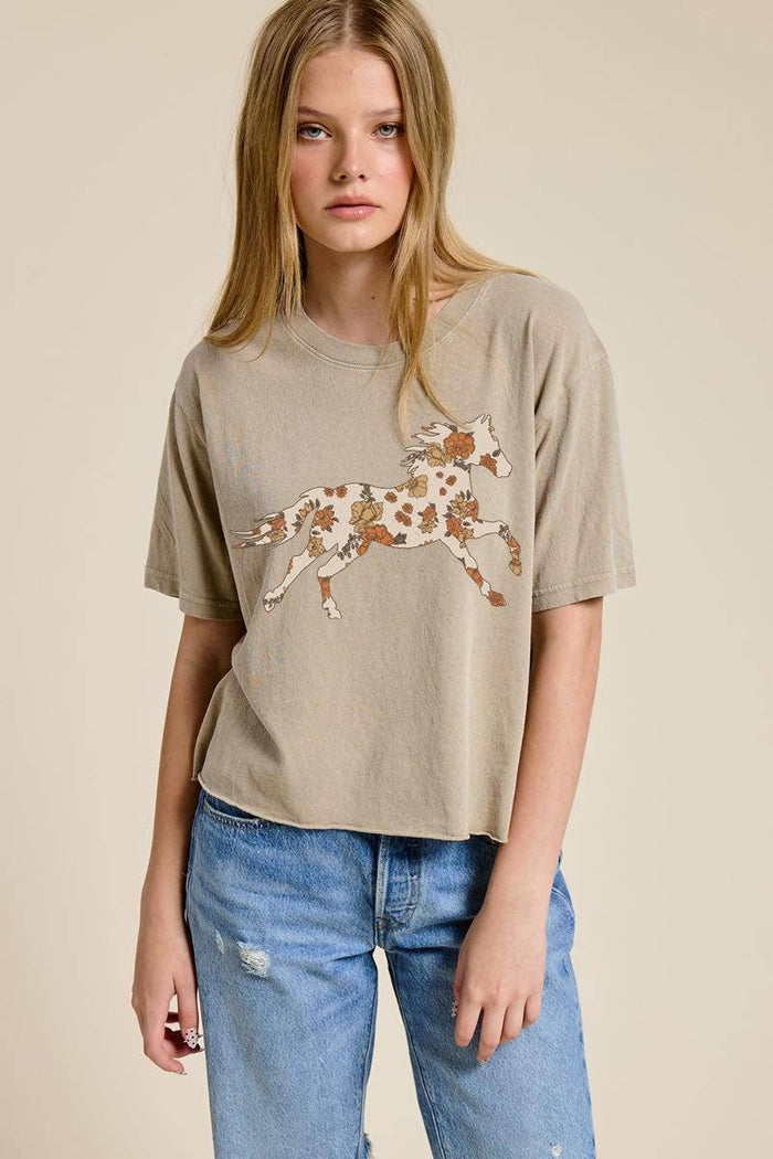 Floral Horse Western Graphic Tee