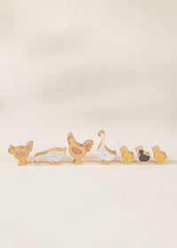 Coco Village - Set of 6 Barnyard Animals on Wooden Plate