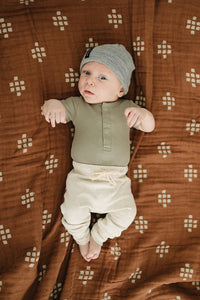 Mebie Baby Organic Cotton Ribbed Snap Bodysuit - Green