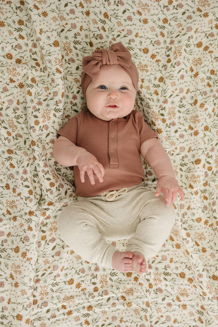Mebie Baby Organic Cotton Ribbed Snap Bodysuit - Dusty Rose