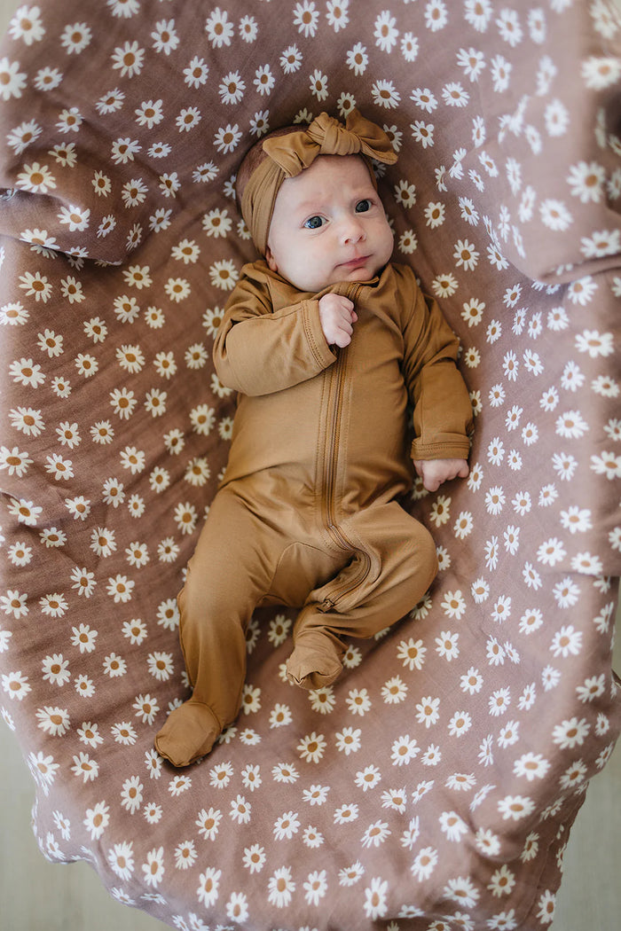 Mebie Baby Bamboo Footed Zipper - Mustard