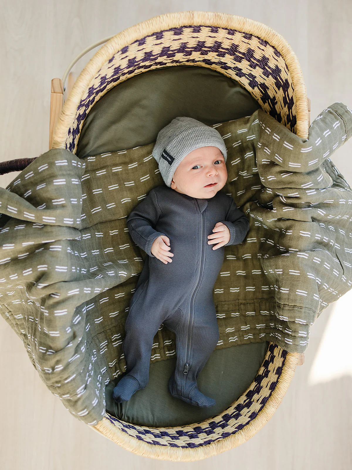 Mebie Baby Organic Cotton Ribbed Zipper - Charcoal