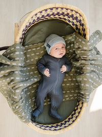 Mebie Baby Organic Cotton Ribbed Zipper - Charcoal