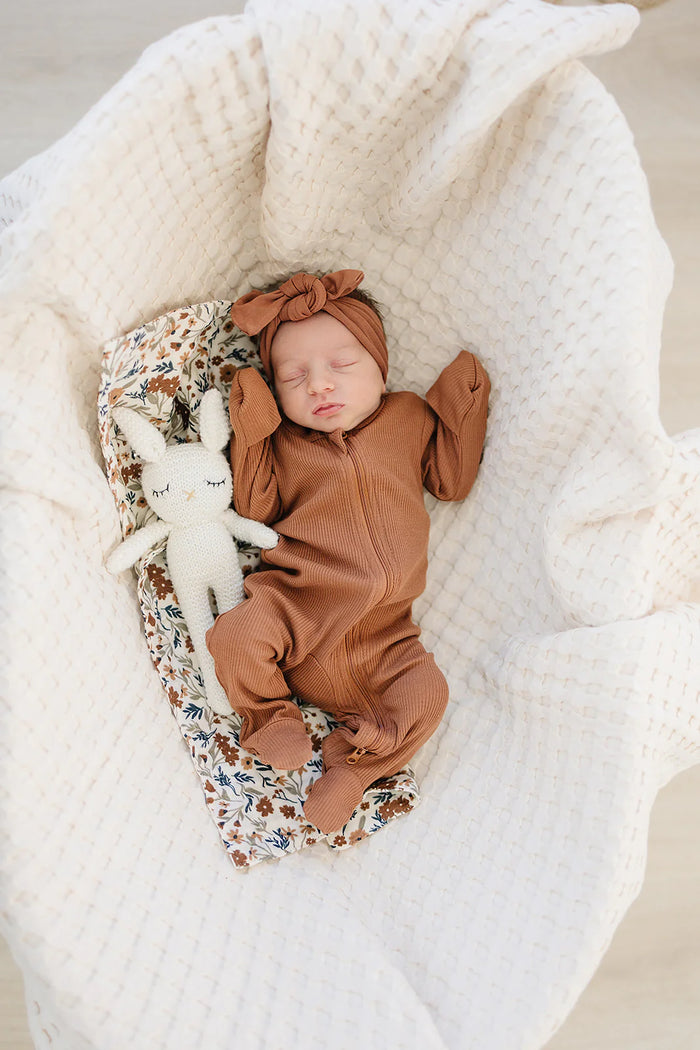 Mebie Baby Organic Cotton Ribbed Zipper - Rust