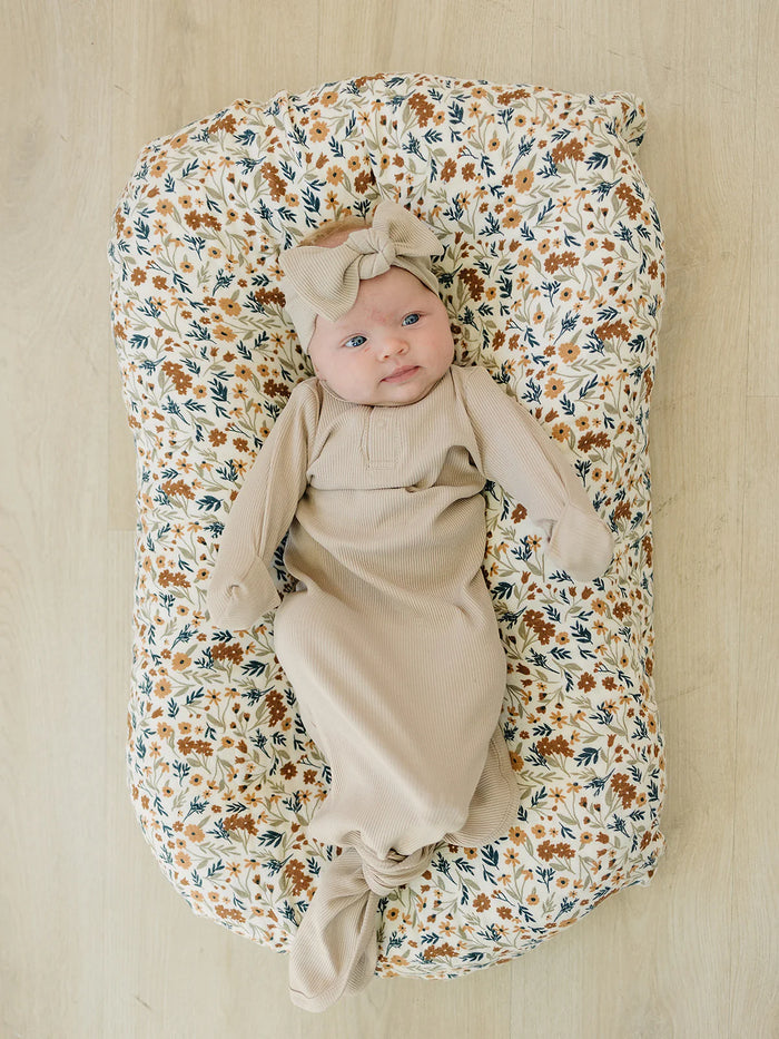 Mebie Baby Organic Cotton Ribbed Head Wrap - Oatmeal