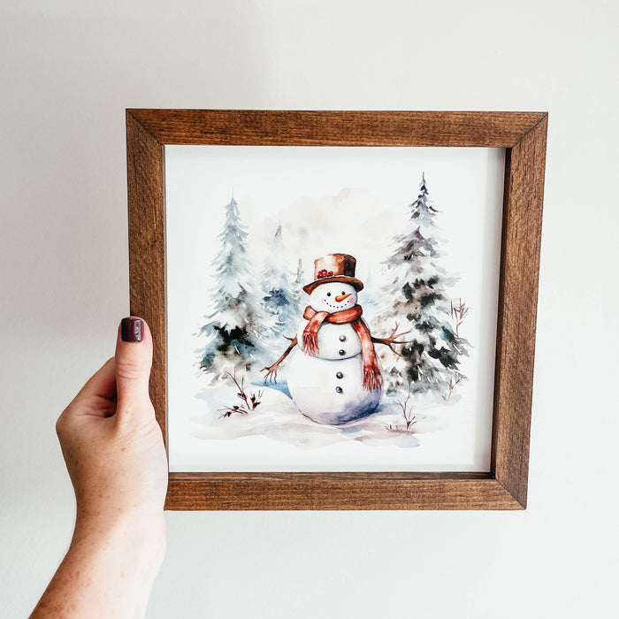 Knotty Design Co. - Watercolour Snowman Framed Sign