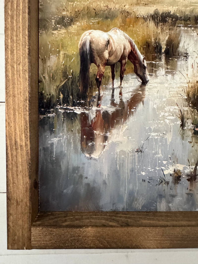 Ashwood Designs - Horse Meadow wood sign: Dark Walnut / 9x11