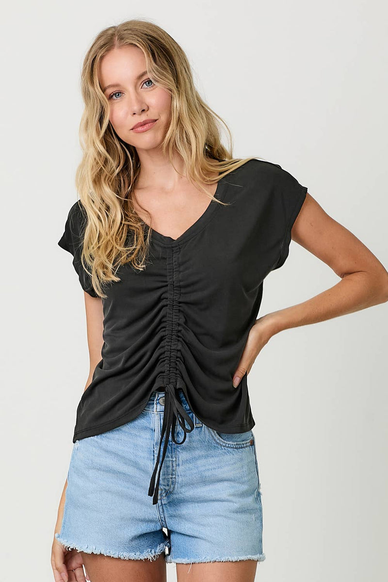 Abbigail Ruched Top - Black