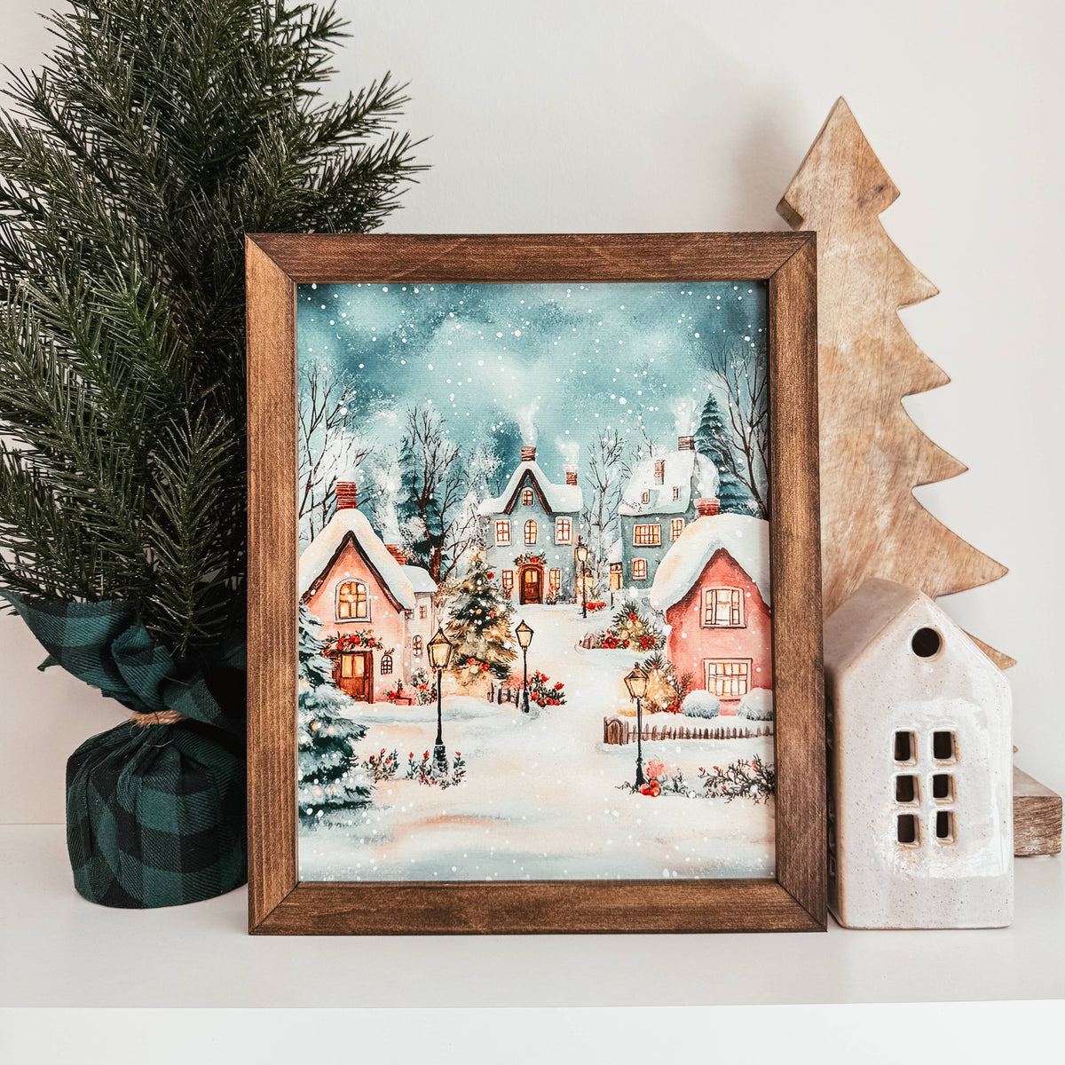 Knotty Design Co. - Christmas Village Scene 3 Framed Christmas Sign