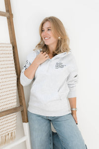 Busy Hockey Mom Hoodie: Ash Grey