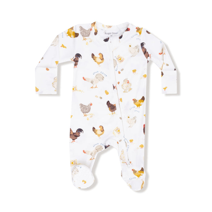 2 Way zipper footie-Chickens