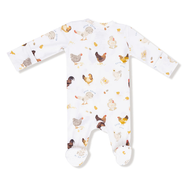 2 Way zipper footie-Chickens