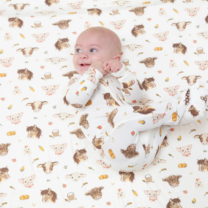Baby Farm Animals 2-Way Zipper Footie