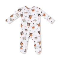 2 Way Zipper footie-woodland faces