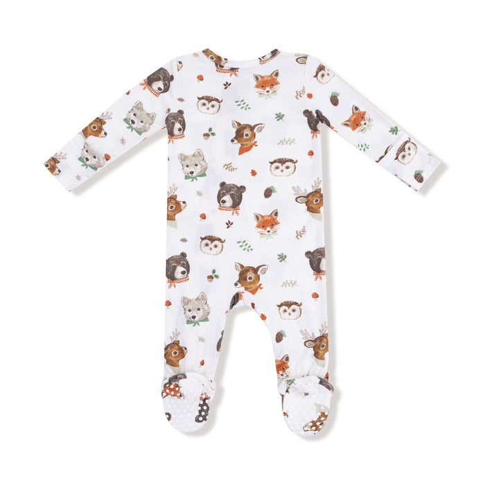 2 Way Zipper footie-woodland faces