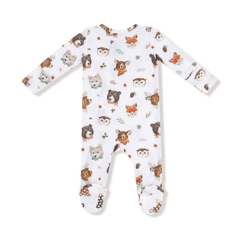 2 Way Zipper footie-woodland faces