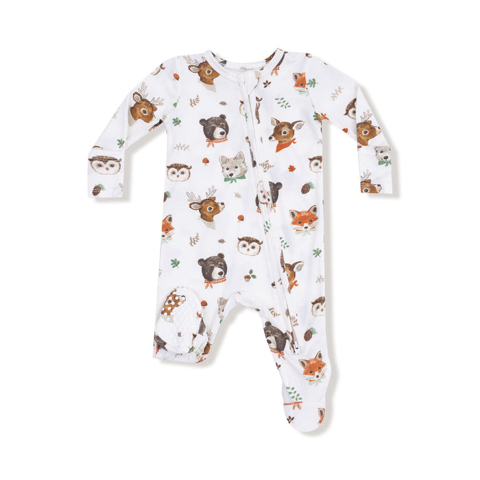 2 Way Zipper footie-woodland faces