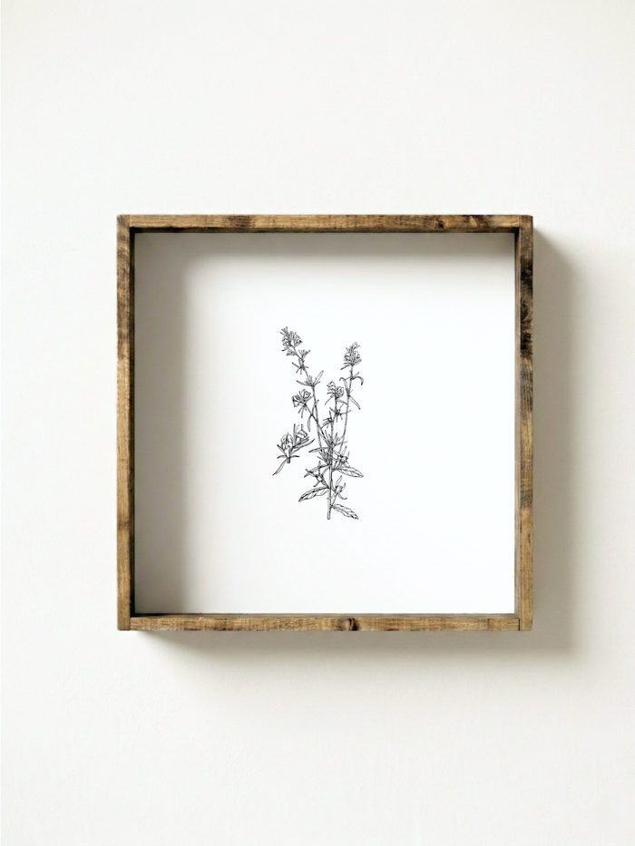 Vintage Floral Stem No. 2 Framed Wall Art - White