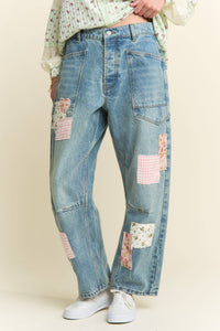Patched Barrel Jeans