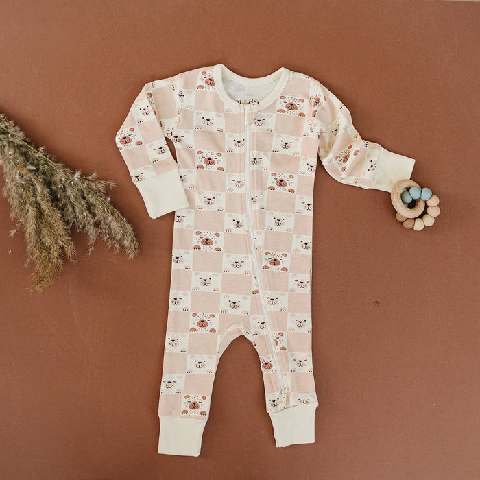 Organic Cotton Zippy - Checkered Bear