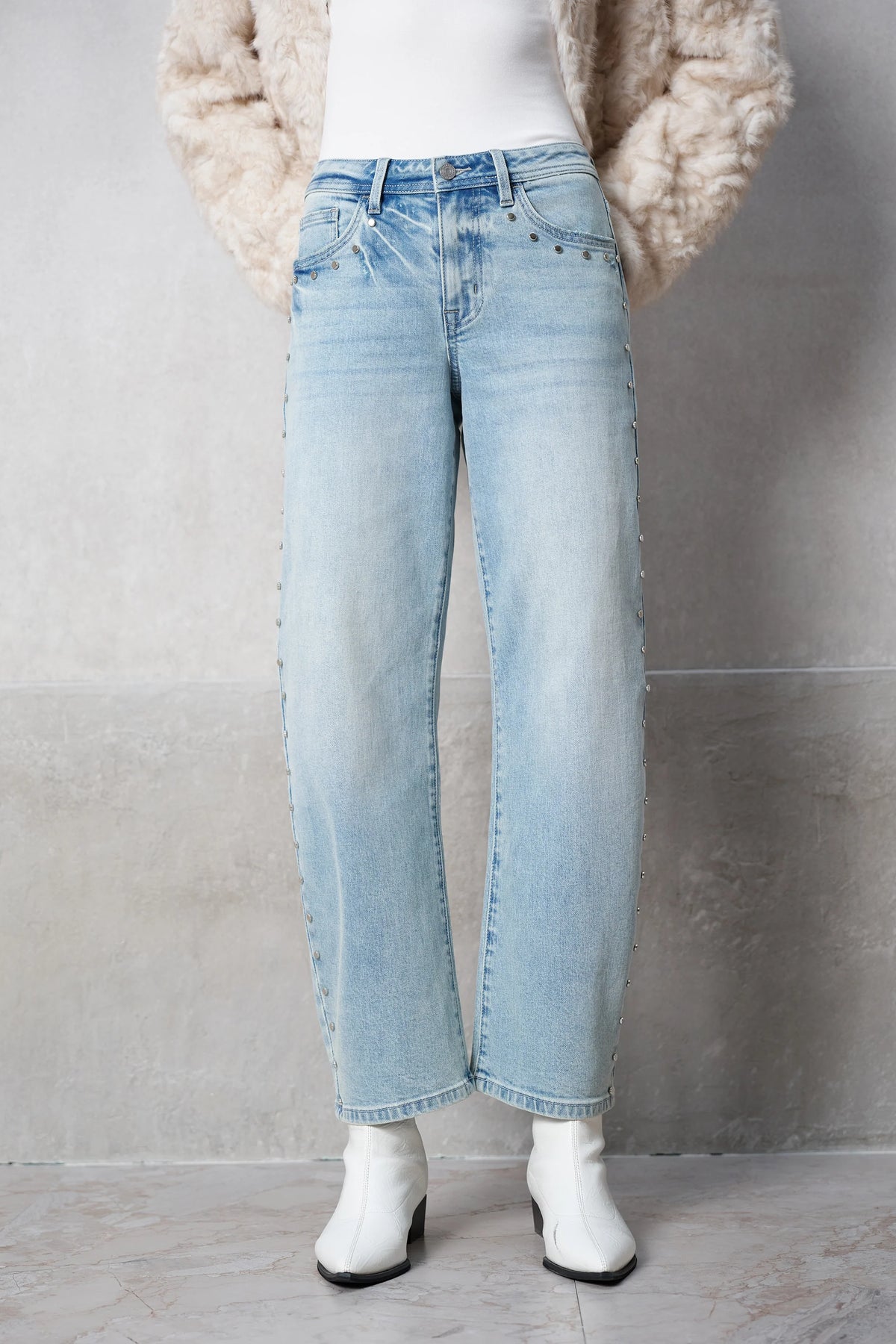 Studded Barrel Leg Jeans