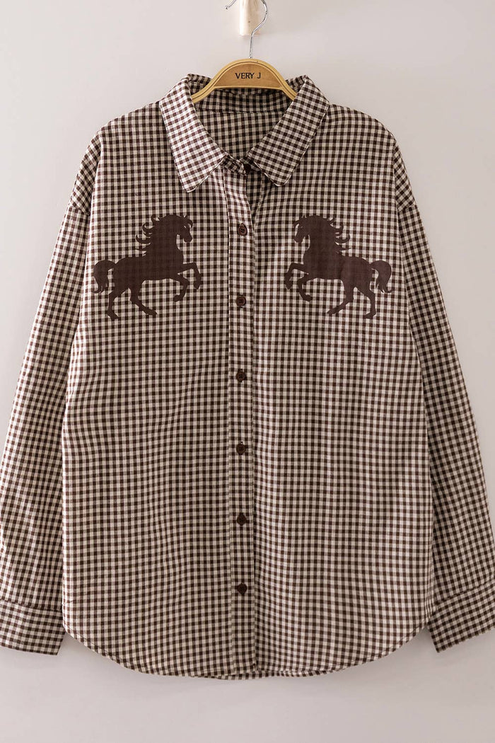 Western Horse Gingham Shirt