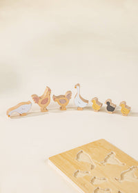 Coco Village - Set of 6 Barnyard Animals on Wooden Plate