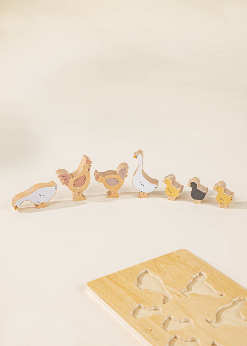 Coco Village - Set of 6 Barnyard Animals on Wooden Plate