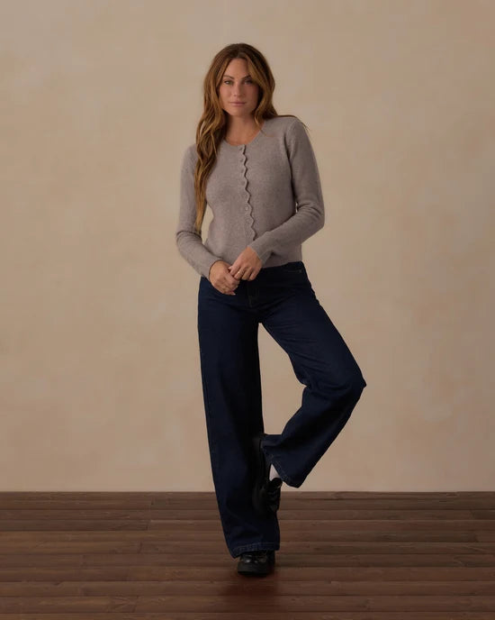 Rylee and Cru Scallop Cardigan - Dusty