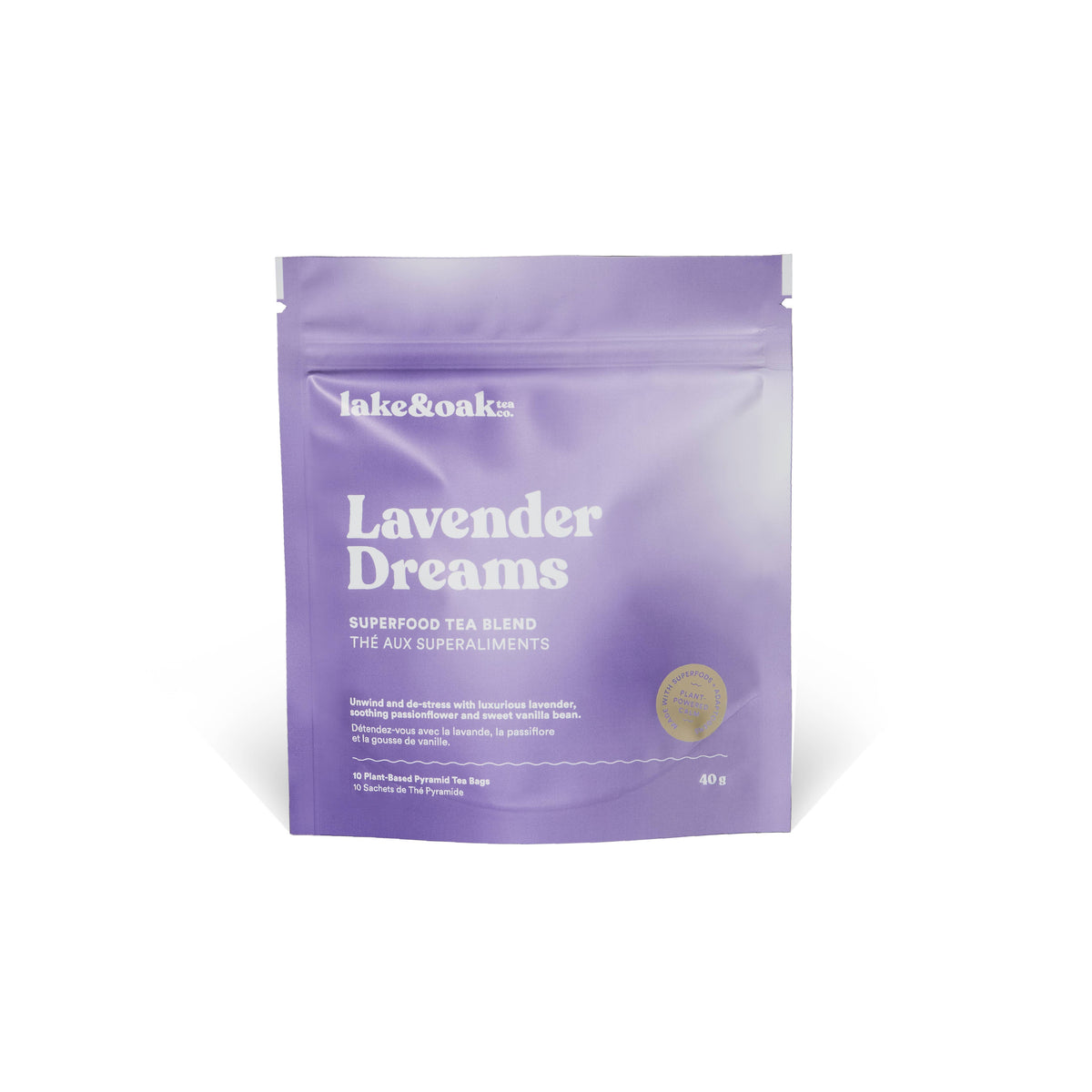 Lake & Oak Tea Co. - Lavender Dreams - Superfood Tea Blend: Retail Glass Jar