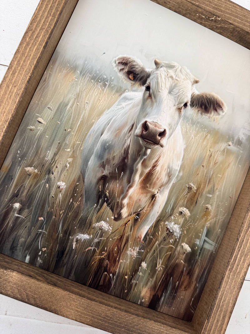 Ashwood Designs - Celeste the cow wood sign: Dark Walnut / 9x11