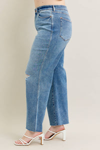 Judy Blue Jeans - Vintage Wash Wide Leg With Destroy