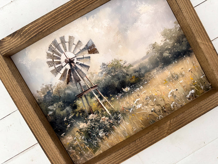 Ashwood Designs - Windmill wood sign: Dark Walnut / 9x11