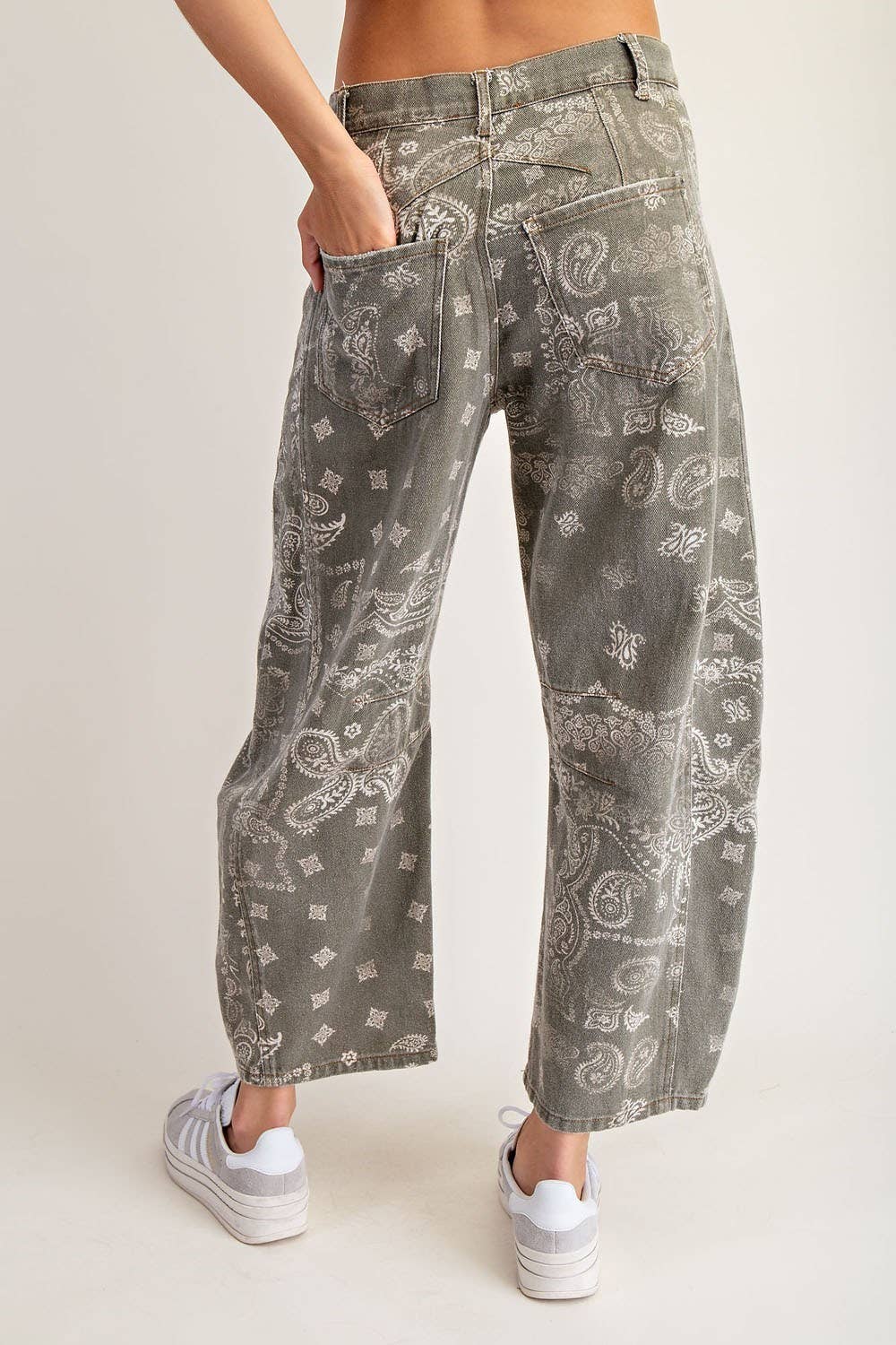 Paisley Barrel Pant - Vintage Army