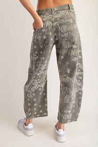 Paisley Barrel Pant - Vintage Army