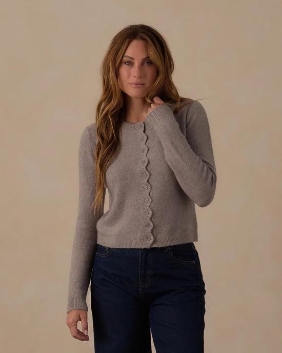 Rylee and Cru Scallop Cardigan - Dusty