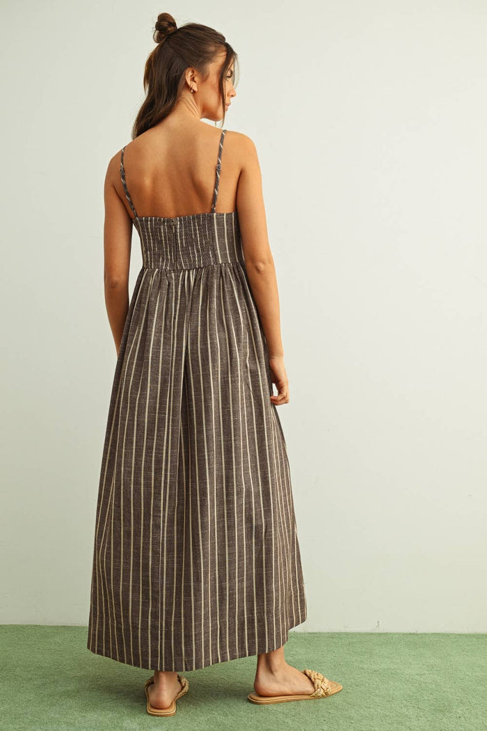 Gloaming Striped Dress - Mocha