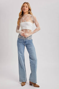 The Sophie Floral Mesh Top - Ivory